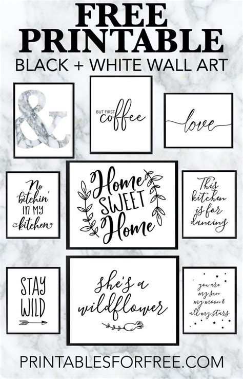 printable wall art black and white|More.